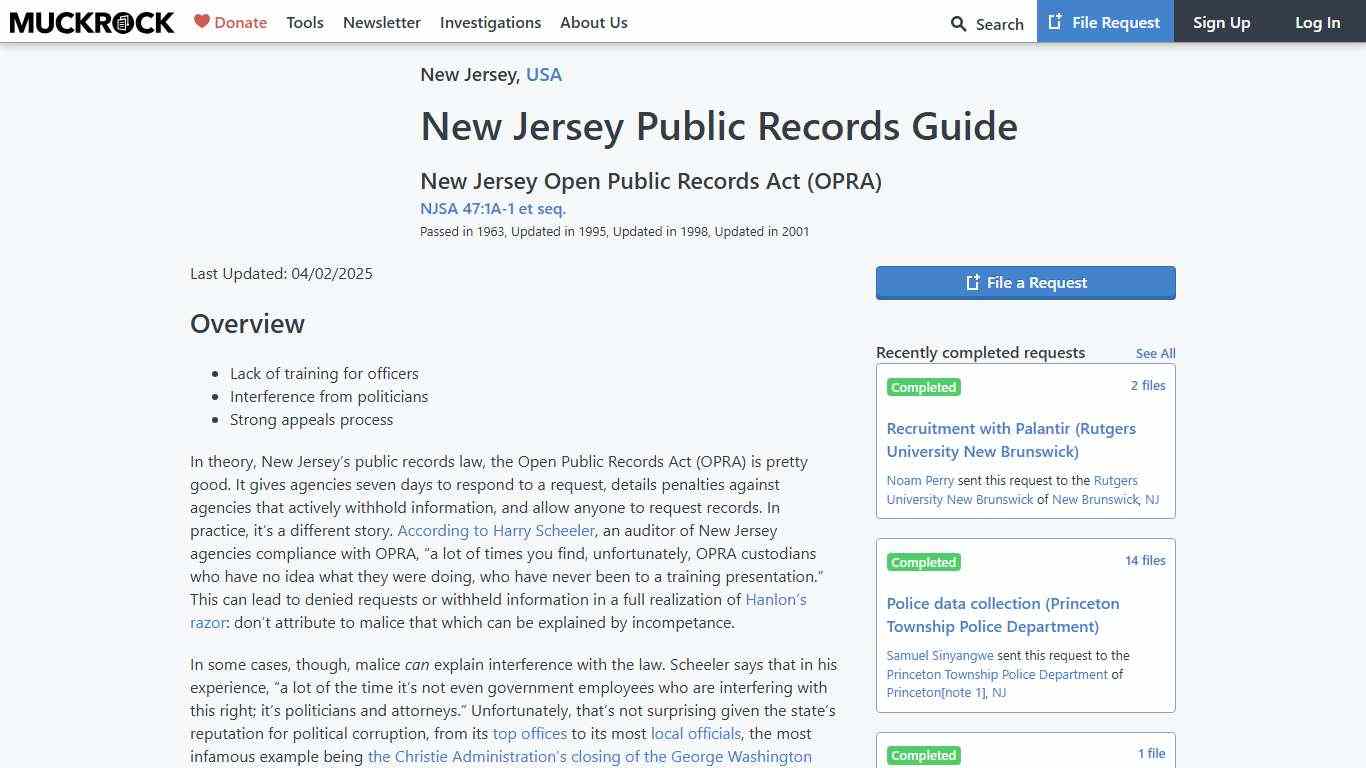 New Jersey Public Records Guide • MuckRock